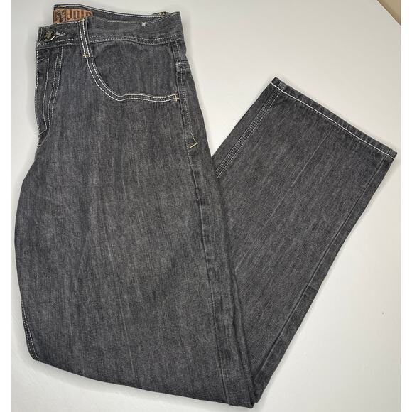 Southpole Premium jeans Y2K Embroidered pocket black denim hip hop wide leg 34 - Picture 9 of 12